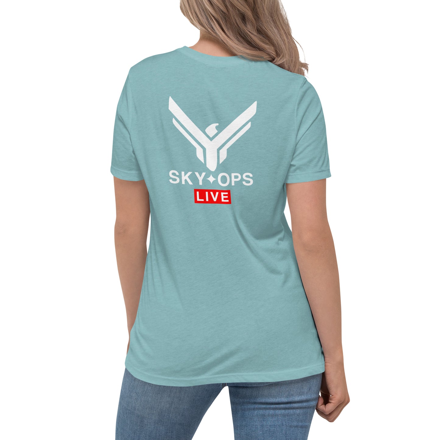 Women's Relaxed T-Shirt - Sky Ops Live Classic Logo on Back w/ Front Corner Logo