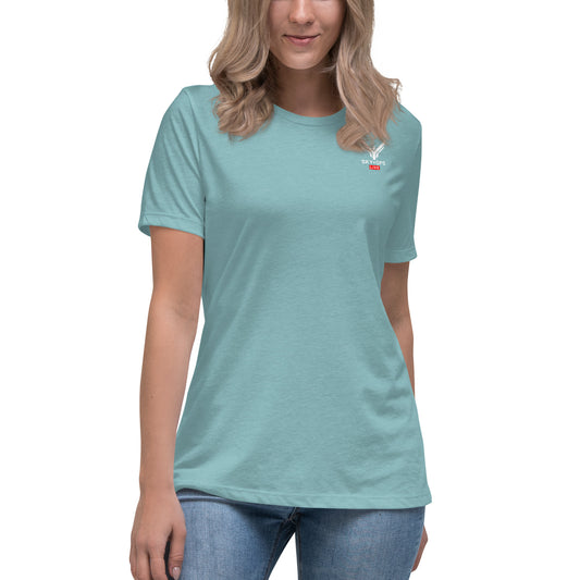 Women's Relaxed T-Shirt - Sky Ops Live Classic Logo on Back w/ Front Corner Logo