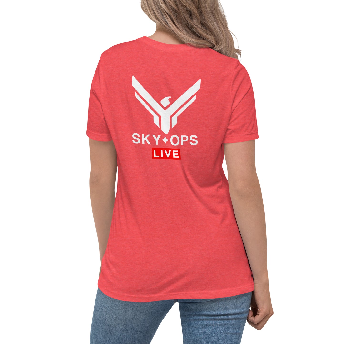 Women's Relaxed T-Shirt - Sky Ops Live Classic Logo on Back w/ Front Corner Logo