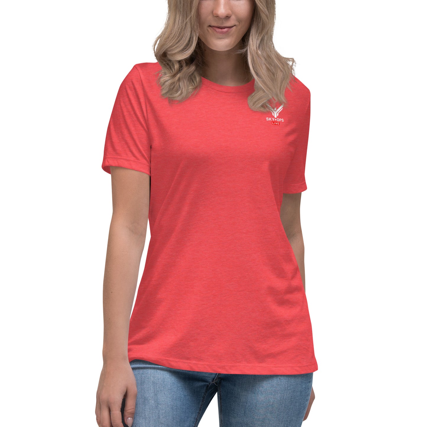 Women's Relaxed T-Shirt - Sky Ops Live Classic Logo on Back w/ Front Corner Logo